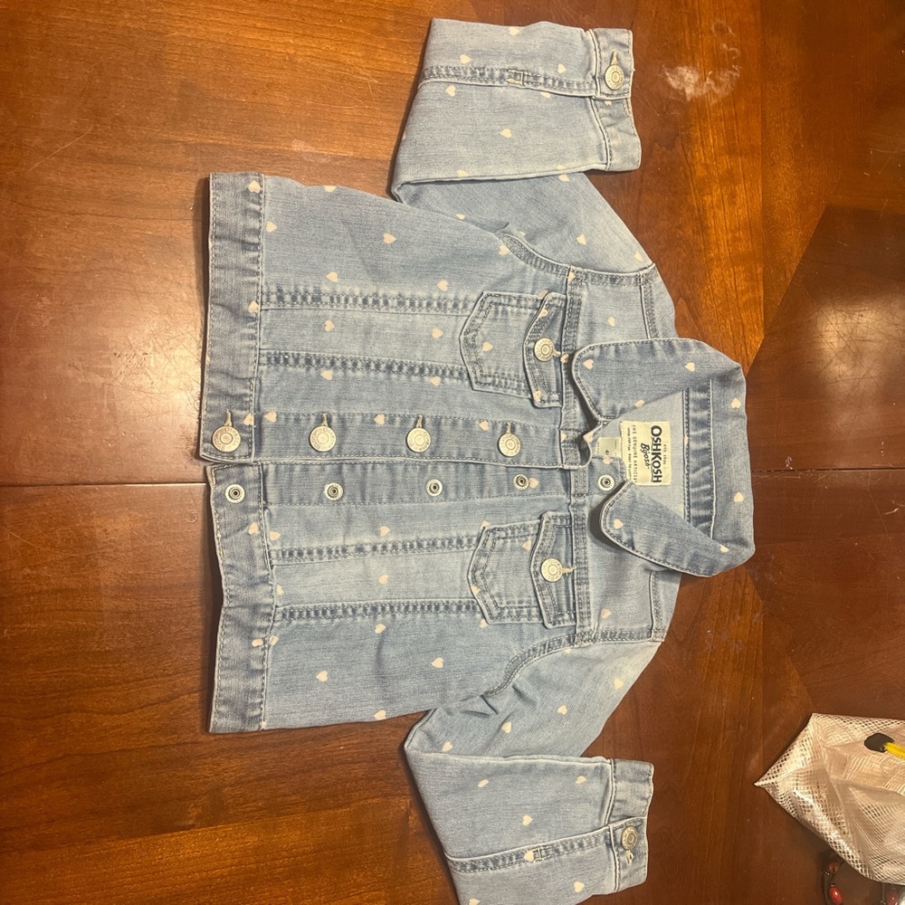 Children's Denim Jacket with White hearts